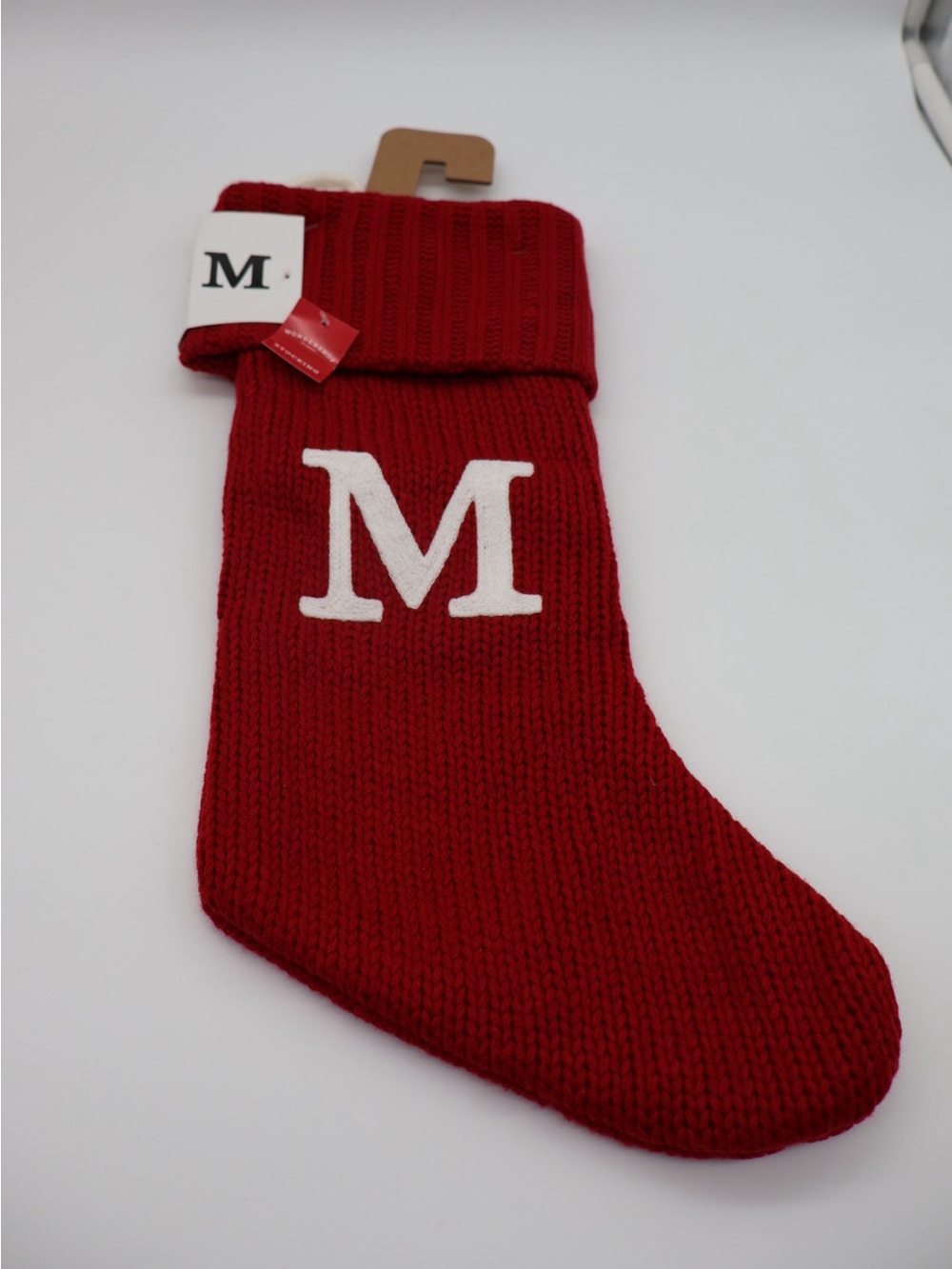 Target Red Knit Holiday Stocking with White 'M'
